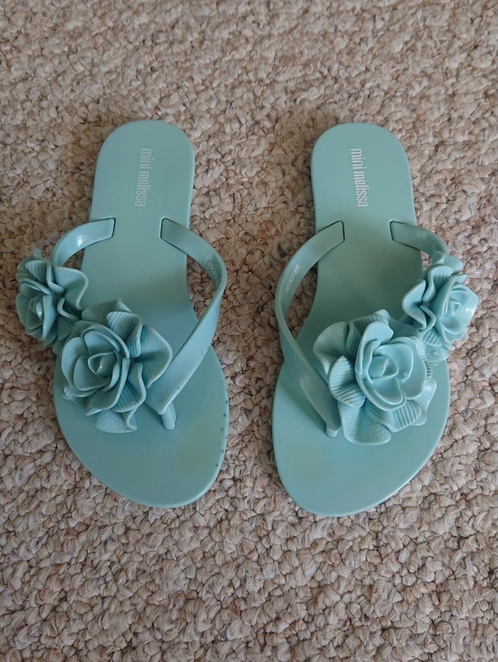 Mini Melissa Harmonic Floral Jelly Flip Flops in Mint size 8-9